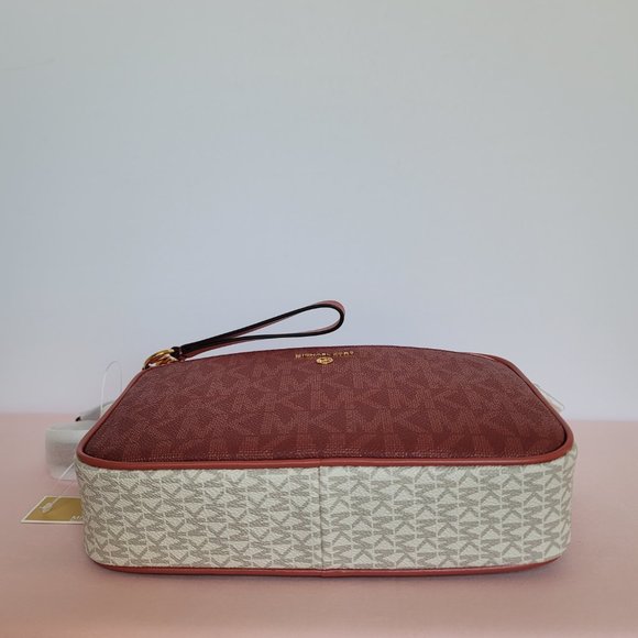 MICHAEL KORS Signature Logo Jet Set Charm Large East West Crossbody-Cinnamon⭐ - Picture 9 of 16